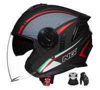 Casco Abierto 3/4 Para Motocicleta, Con Doble Visor De VentilacióN, DiseñO Abierto, Homologado Ece, Apto Para Scooters Y Ciclomotores. D,2XL:63-64CM