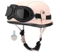 Casco De Moto Cuero Cara Abierta Casco Moto Jet Cascos De Moto Retro Con Gafas ECE/Dot Homologado Cascos Jet Vintage Para Hombres Y Mujeres Para Ciclomotor Scooter Chopper 7,XL
