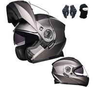 Casco De Motocicleta Abatible, Casco De Motocicleta Modular Con Visera Doble, CertificacióN Ece, Casco De Motocicleta De Carreras De Calle, Ligero Para Hombres Y Mujeres. H,M:55-56CM
