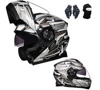 Casco De Motocicleta Abatible, Casco De Motocicleta Modular Con Visera Doble, CertificacióN Ece, Casco De Motocicleta De Carreras De Calle, Ligero Para Hombres Y Mujeres. M,M:55-56CM
