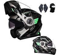 Casco De Motocicleta Abatible, Casco De Motocicleta Modular Con Visera Doble, CertificacióN Ece, Casco De Motocicleta De Carreras De Calle, Ligero Para Hombres Y Mujeres. L,M:55-56CM