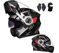 Casco De Motocicleta Abatible, Casco De Motocicleta Modular Con Visera Doble, CertificacióN Ece, Casco De Motocicleta De Carreras De Calle, Ligero Para Hombres Y Mujeres. A,M:55-56CM