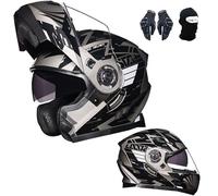 Casco De Motocicleta Abatible, Casco De Motocicleta Modular Con Visera Doble, CertificacióN Ece, Casco De Motocicleta De Carreras De Calle, Ligero Para Hombres Y Mujeres. K,M:55-56CM