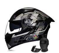 Casco Modular Moto Bluetooth, Doble Visera, Ventilación Múltiple, Forro Extraíble, ABS Alta Densidad, Homologado DOT Hombres Mujeres Tallas M-XXXL