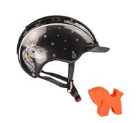 casco Nori Casque d'équitation pour Enfant Noir/Gris Taille S (52-56 cm) + grattoir à Levage 24.de