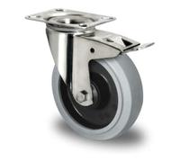 CASCOO CASCOO Roulette directionnelle avec frein total ø 100 mm Série R4E2 Roulement à billes acier inoxydable Quantité:1