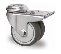 CASCOO CASCOO Roulette double pivotante à trou arrière avec frein total ø 75 mm Série P2T2 à roulement à billes Quantité:1