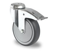 CASCOO CASCOO Roulette pivotante à trou central avec frein total ø 100 mm Série P2T2 à roulement à billes Quantité:1