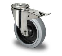 CASCOO CASCOO Roulette pivotante à trou central avec frein total ø 100 mm Série R4E2 Roulement à billes inox Quantité:1