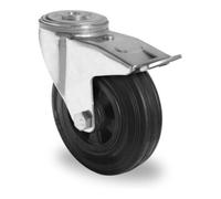 CASCOO CASCOO Roulette pivotante à trou central avec frein total ø 200 mm Série P4S4 à roulement à billes Quantité:1