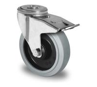 CASCOO CASCOO Roulette pivotante à trou central avec frein total ø 200 mm série R4E2 à double roulement à billes Quantité:1