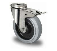 CASCOO CASCOO Roulette pivotante à trou de fixation avec frein total ø 125 mm série R4E2 roulement à billes inox Quantité:1