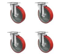 CASCOO SETSPSP160N2U6R1W Lot de 4 roulettes pivotantes en polyamide polyuréthane Diamètre 160 mm Roulement de roulement de transport 900 kg