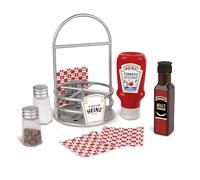 Casdon Heinz Sauce Caddy | Ensemble de Cuisine de Jeu 9 pièces pour Enfants à partir de 3 Ans | Comprend du Ketchup aux tomates, du vinaigre, des salières et des poivrières, des Serviettes et Un