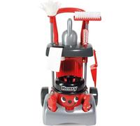Casdon Chariot de nettoyage Henry Deluxe - Ensemble rouge, aspirateur à main fonctionnel, 3 ans+