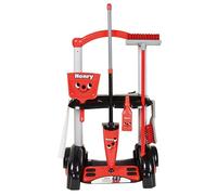 Casdon Henry & Hetty Jouets - Chariot de nettoyage Henry - Ensemble rouge inspiré d’Henry avec 1 serpillière, des brosses, 1 pelle & accessoires - Jeu pour les enfants âgés de 3 ans & +