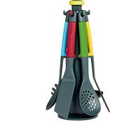 Casdon Joseph Joseph Elevate Set d'ustensiles de cuisine colorés pour enfants à partir de 3 ans Livré avec support de rangement rotatif