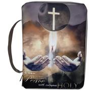 Case biblique Bible couverture Bible pour femmes hommes 10x7,6 pouces croix grande étui biblique avec fermeture éclair et manipuler le support de bible portable pour les femmes Mom Gift