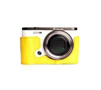 Case Camera Bag TP main Véritable cuir véritable demi Caméra pour Casio EX-ZR3500 ZR3500 Jaune