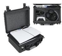 Case Club Étui rigide pour PS5 Slim - Étui de transport étanche avec rangement pour casque et emplacements personnalisés pour 1 jeu, support et 1 à 2 manettes (Playstation 5 Slim)