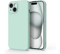 Case Compatible For Iphone 15 6.1 Inch, Silicone Case With Soft Microfiber Lining, Special Design Straight Edge (Light Green, Iphone 15)