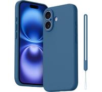 Case Compatible For Iphone 16 6.1 Inch, Silicone Case With Soft Microfiber Lining, Special Design Straight Edge (Navy Blue)