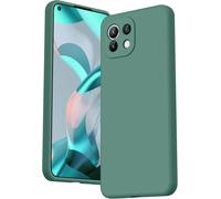 Case Compatible For Xiaomi Mi 11 Lite 4g / Mi 11 Lite 5g / Xiaomi 11 Lite 5g Ne, Silicone Case With Soft Microfiber Lining, Special Right Edge Design, Dark Green