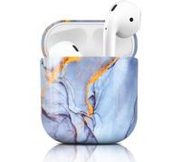 Case Compatible with AirPod 1 & 2, Stylish Shiny Marble PC Case, Full Protective AirPods Case, Portable Shockproof Case for AirPods 1 & 2 Charging Case - Blue.