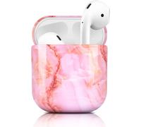 Case Compatible with AirPod 1 & 2, Stylish Shiny Marble PC Case, Full Protective AirPods Case, Portable Shockproof Case for AirPods 1 & 2 Charging Case - Pink 2.