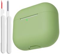 Case Compatible with AirPods 3rd Generation 2021 with Cleaning Kit, Silicone Protective Cover for AirPods 3 with Visible LED Indicator, No Carabiner, Matcha Green