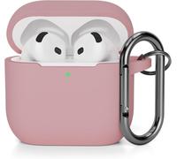 Case Compatible with Airpods 4 (2024) (USB-C), Full Protection Silicone Case Cover for AirPods 4th Generation with Carabiner, Front LED Visible, Pink