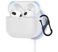 Case Compatible with Apple AirPods 4 Generation Case, Anti-Scratch Shockproof Protective Cover Case, Supports Wireless Charging, with Carabiner ¿ White