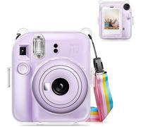 Case Compatible with Fujifilm Instax Mini 12 Instant Camera,Hard Crystal Camera Bag Cover with Pocket for Photo Storage & Removable Shoulder Strap,