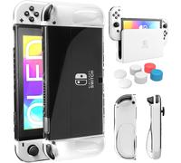 Case Compatible with Nintendo Switch OLED Case,Clear Case Compatible with Switch OLED Case,Soft TPU Joy-Con Case and Hard PC Protective Cover for Switch OLED with 6 Caps