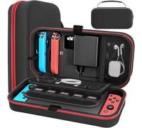 Case Compatible with Nintendo Switch/Switch OLED,Fit Joy-Con and AC Adapter,Portable Travel Bag with Hard Case for 20 Game Cartridges for Switch Accessories