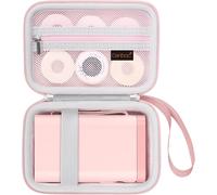 Case Compatible with p21 Label Making Machine,Portable Bluetooth Label Printer Box,Zipped Net Bag for Label Paper and Charging Cable,Pink