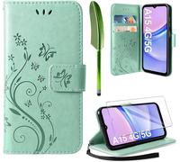 Case Compatible With Samsung Galaxy A15 4G / 5G, Retro Design Pu Leather Wallet Case Cover With Stand Function Video Card Holder Credit Ticket Flip Case Green