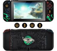 Case Compatible with Switch,Soft Protective Case with Joy Con Cover and Thumb Guard,Cool Dockable Switch Case Shock Absorbing Protective Cover Paragliding Green