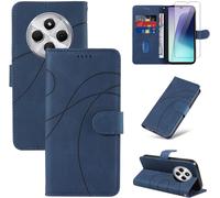 Case Compatible With Xiaomi Redmi 14c / Poco C75 / Redmi A4 5g With 1 Piece Tempered Glass Screen Protector, Pu Leather Flip Cover, Stand And Wallet Function (Blue)