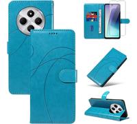 Case Compatible With Xiaomi Redmi 14c/Poco C75/Redmi A4 5g With 1 Piece Tempered Glass Screen Protector,Pu Leather Flip Cover,Stand And Wallet Function (Sky Blue)