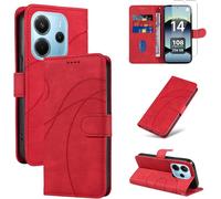 Case Compatible With Xiaomi Redmi Note 14 4g Eu Version (Not For 5g) With 1 Piece Tempered Glass Screen Protector,Pu Leather Flip Cover,Wallet Case And Stand Function (Red)