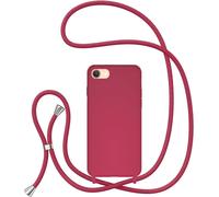 Case Cord For Iphone Se 2022 5g/Iphone 7/Iphone 8/Iphone Se 2020, Silicone Case With Wireless Charging, Adjustable Lanyard Case Detachable Shoulder Strap For Iphone Se3/Se2 - Rose Red