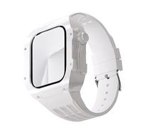 Case de modification de montre transparent de luxe ， pour 44 mm 45 mm Kit de mod de bricolage + bracelet en caoutchouc ， pour la bande 45/44 mm SE 8 7 6 5 4 SE