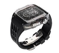 Case de montre transparente de luxe et bande de montre , compatible avec Apple Watch 8 7 6 5 4 SE 44 mm 45 mm Watch Changer le kit de mod de sangle de silicone , Rubber Sports Watch Band avec outil
