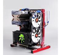 Case de PC en Plein Air, Cadre d'ordinateur Open Frame Gandoue Verticale ATX M-ATX/ITX Châssis Open Vertical PC Test Banc Overclocking Test Plateforme de Châssis Rack (Black) (Rouge)