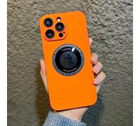Case de téléphone de Charge sans Fil de Luxe pour iPhone 14 13 12 11 Pro Max Plus magnétique Hard PC Hard PC TOCHPOROP, Orange, pour iPhone 12Pro Max