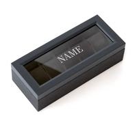 CASE ELEGANCE Boîte à Montres Bicolore, Motif à Chevron, Coffret Montres Homme/Femme, Boite de Rangement pour 5 Montres, Organisateur avec Couvercle en Verre