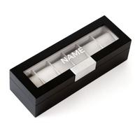 CASE ELEGANCE Boîte à Montres en Bois Massif, Coffret Montres Homme/Femme, Boite de Rangement pour Montres, Organisateur avec Couvercle en Verre et Clip de Fermeture Métallique, 6 Compartiments