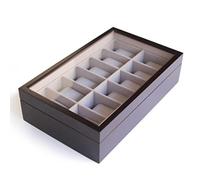 CASE ELEGANCE Boîte à Montres en Bois Massif, Coffret Montres Homme/Femme, Boite de Rangement pour Montres, Organisateur avec vitrine en Verre de, 12 Compartiments