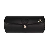 CASE ELEGANCE Boîte à Montres Portable Coffret Montre Homme/Femme en Similicuir, Boîte de Rangement pour 3 Montres (Monogrammé Noir)